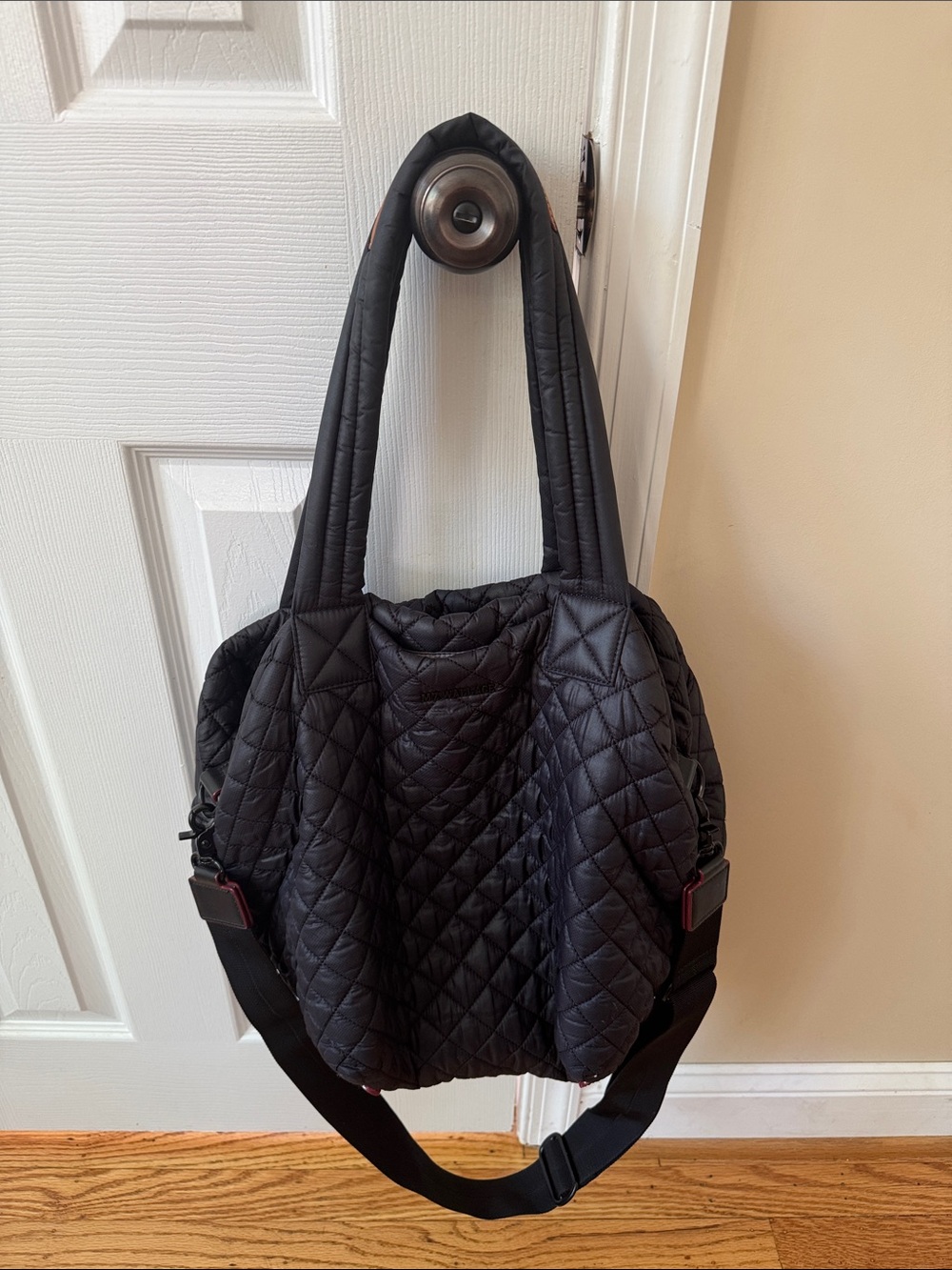 MZ Wallace Black Quilted Tote with Removable Strap